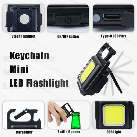 Multifunctional Mini Glare COB Keychain Light